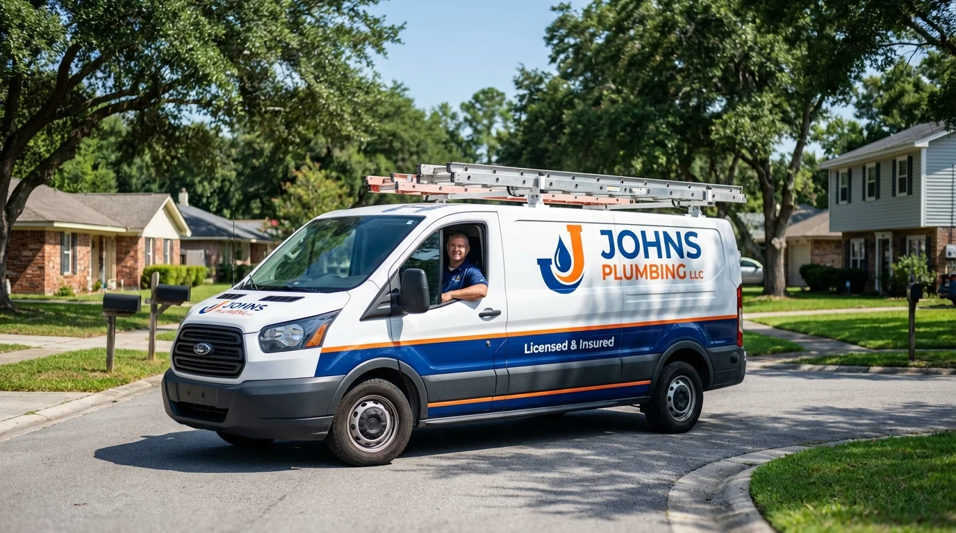 Johns Plumbing LLC service van in Mechanicsville, MD