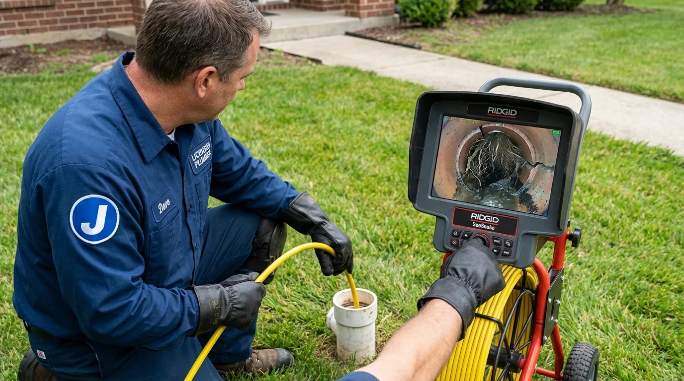 Sewer camera inspection being performed by Johns Plumbing LLC in Mechanicsville